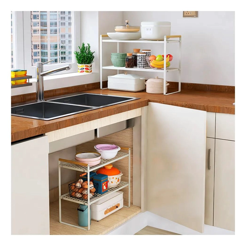 ESTANTE ORGANIZADOR DE ACERO Y MADERA PARA COCINA Y BAÑO - 4