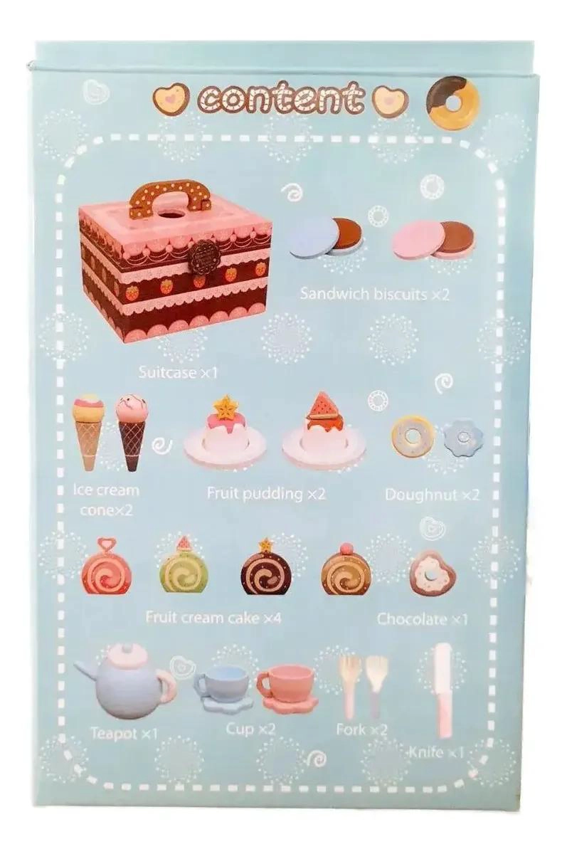 JUEGO DE TAZAS Y PASTELES DE MADERA PARA NIÑOS CREATIVOS - 1