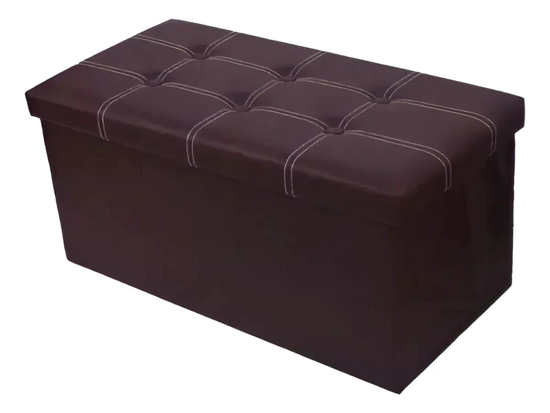 BANQUETA BAUL PUFF ORGANIZADOR PLEGABLE DE CUERO SINTE TICO - 1