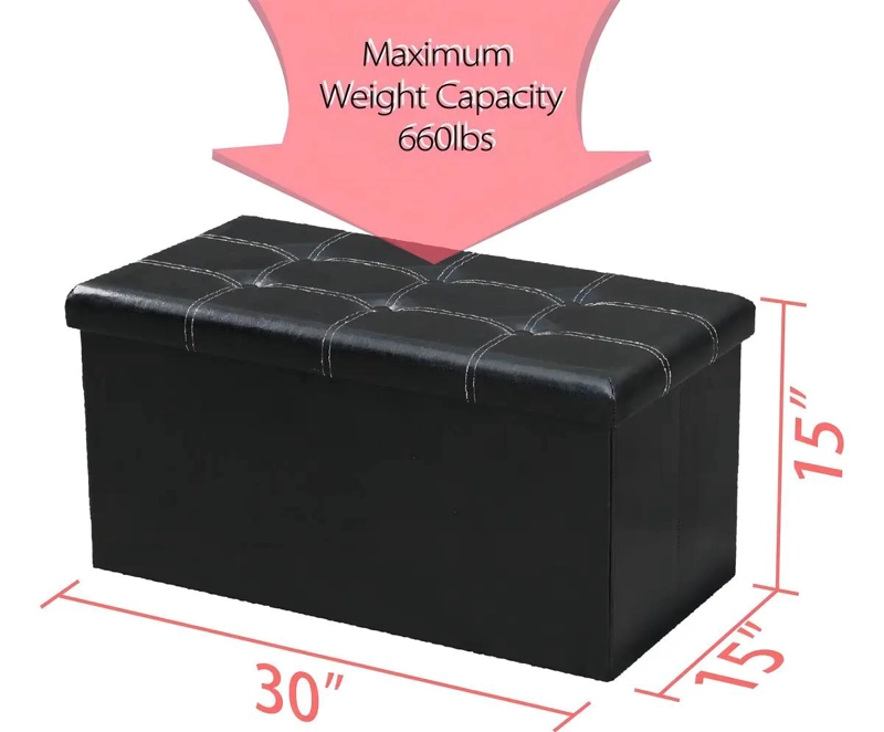 BANQUETA BAUL PUFF ORGANIZADOR PLEGABLE DE CUERO SINTE TICO - 7