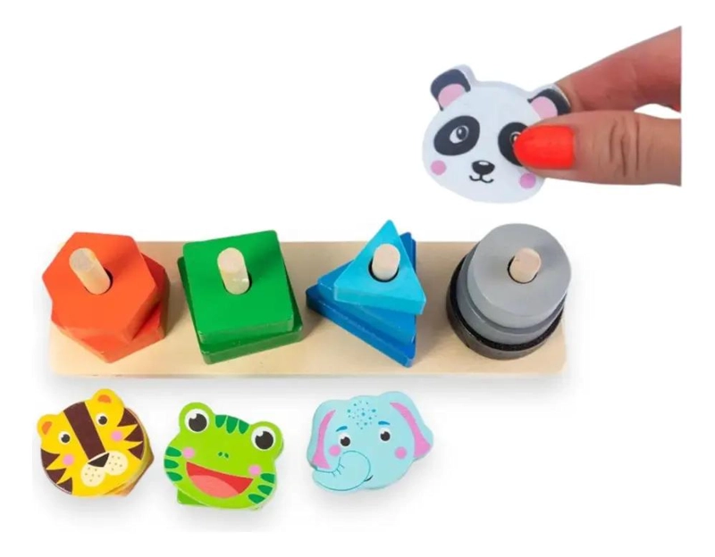 JUGUETE DIDACTICO APILABLE DE MADERA CON ANIMALES - 2