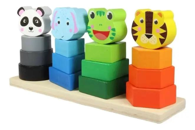 JUGUETE DIDACTICO APILABLE DE MADERA CON ANIMALES - 3