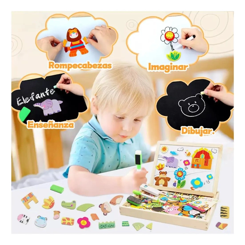 PIZARRA DIDACTICA 2 EN 1 PARA NIÑOS CON SUPERFICIES MAGNE TICAS - 4