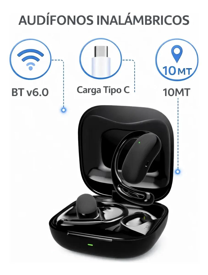 AUDIFONOS INALAMBRICOS BLUETOOTH ERGONOMICOS CON CONTROL TACTIL - 2
