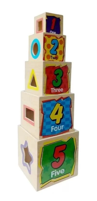 TORRE DE CUBOS DE MADERA PARA APRENDIZAJE INFANTIL - 6
