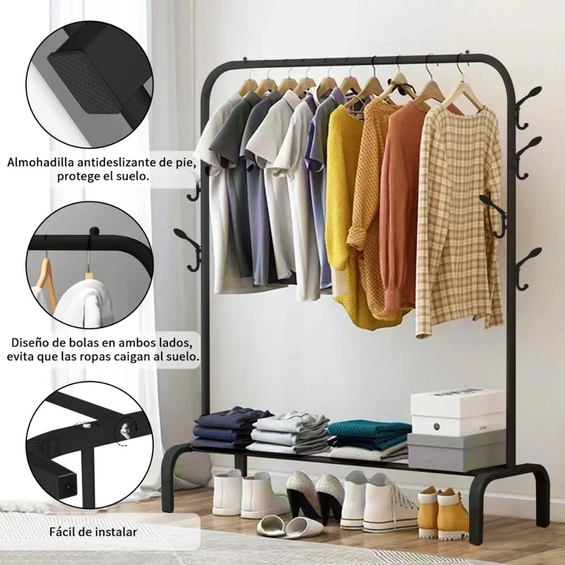 PERCHERO METALICO RESISTENTE PARA ROPA Y ACCESORIOS - 3
