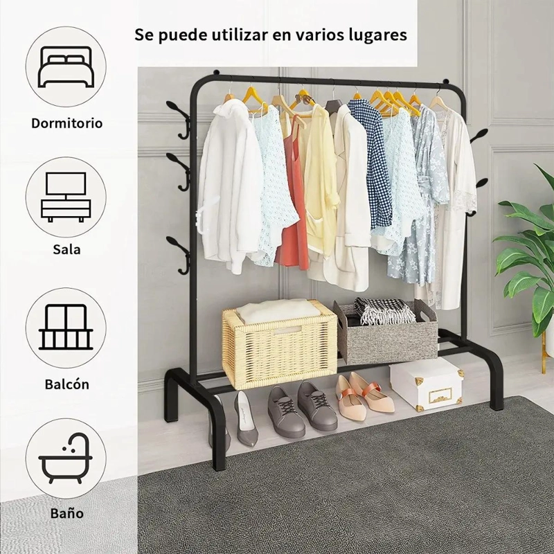 PERCHERO METALICO RESISTENTE PARA ROPA Y ACCESORIOS - 6