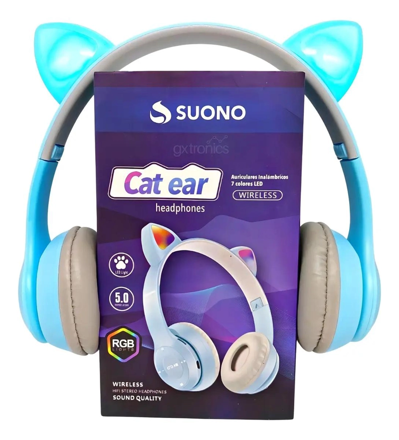 AURICULARES INALAMBRICOS BLUETOOTH 5 CON LUZ LED RGB - 6
