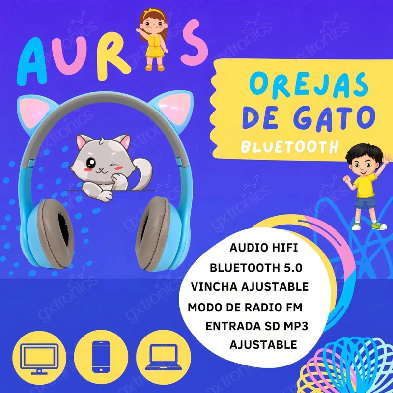 AURICULARES INALAMBRICOS BLUETOOTH 5 CON LUZ LED RGB - 7
