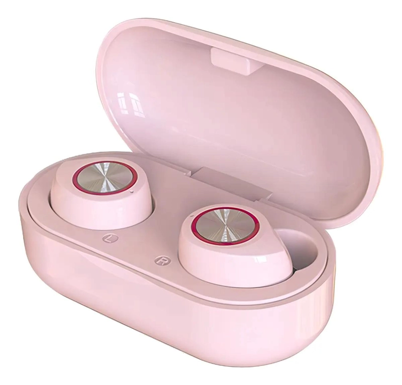 AUDIFONOS INALAMBRICOS BLUETOOTH ROSA CON DISEÑO ERGONOMICO - 1