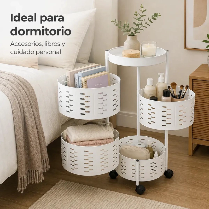 CARRITO ORGANIZADOR METALICO DE 4 NIVELES CON RUEDAS PARA ALMACENAMIENTO - 10