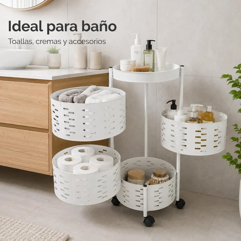 CARRITO ORGANIZADOR METALICO DE 4 NIVELES CON RUEDAS PARA ALMACENAMIENTO - 3