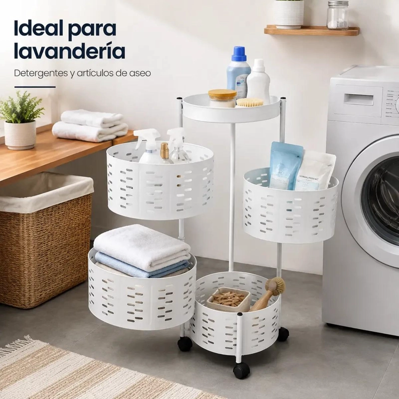CARRITO ORGANIZADOR METALICO DE 4 NIVELES CON RUEDAS PARA ALMACENAMIENTO - 6
