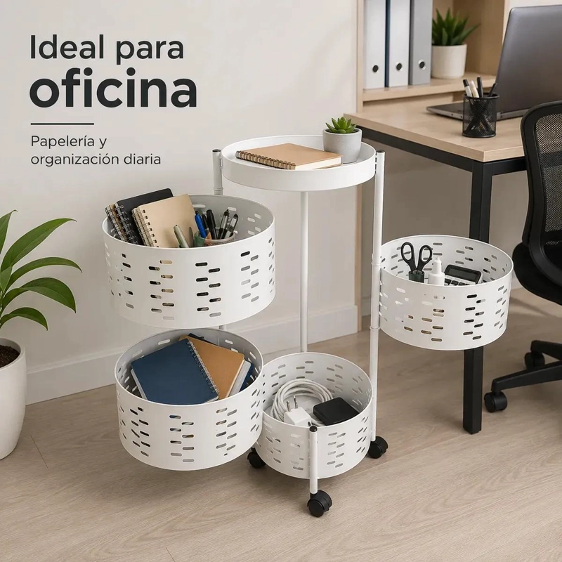 CARRITO ORGANIZADOR METALICO DE 4 NIVELES CON RUEDAS PARA ALMACENAMIENTO - 8
