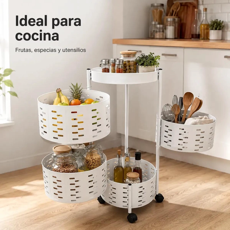 CARRITO ORGANIZADOR METALICO DE 4 NIVELES CON RUEDAS PARA ALMACENAMIENTO - 9