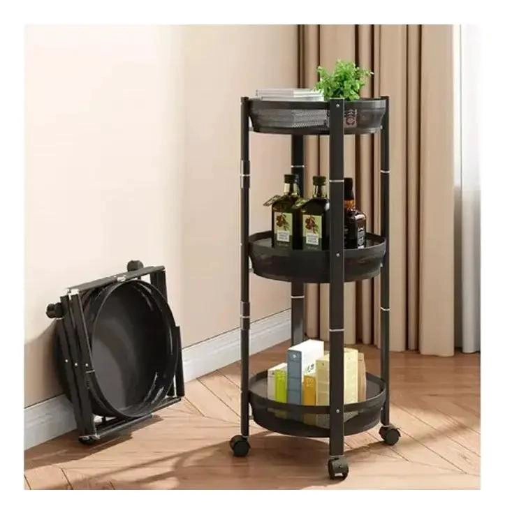 CARRO ORGANIZADOR METALICO PLEGABLE CON 3 CAJONES PARA COCINA - 5