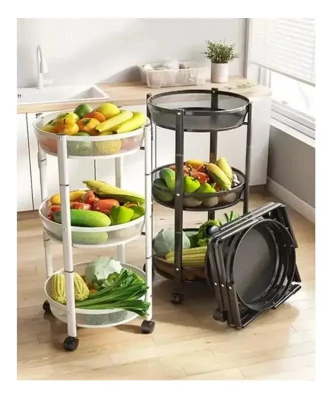 CARRO ORGANIZADOR METALICO PLEGABLE CON 3 CAJONES PARA COCINA - 6