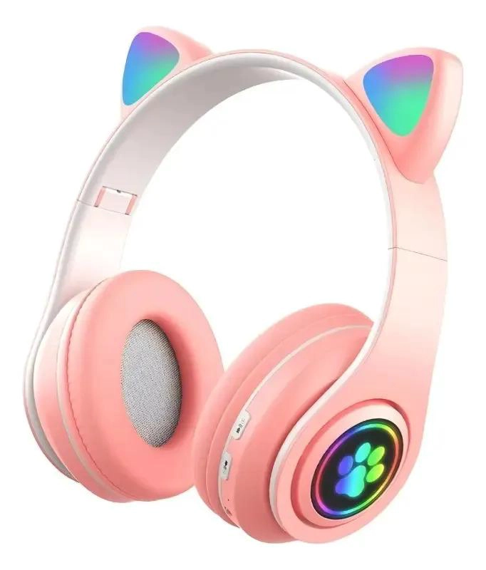 AURICULARES GAMER INALAMBRICOS ROSA CON LUZ LED PARA JUEGOS - 4