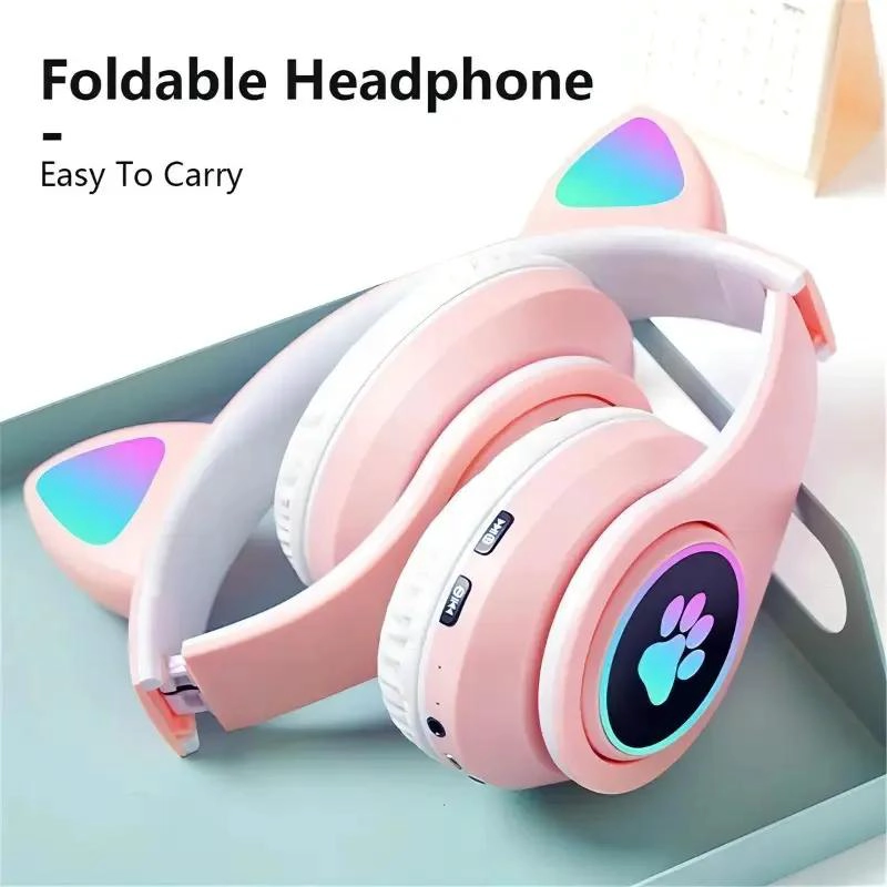 AURICULARES GAMER INALAMBRICOS ROSA CON LUZ LED PARA JUEGOS - 7