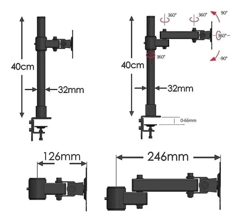 SOPORTE ARTICULADO PARA MONITOR DE 12 A 27 PULGADAS - 4