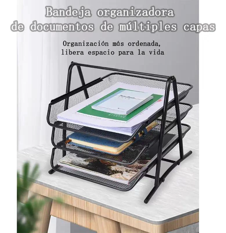 BANDEJA METALICA DE 4 NIVELES PARA ORGANIZACION DE DOCUMENTOS - 4