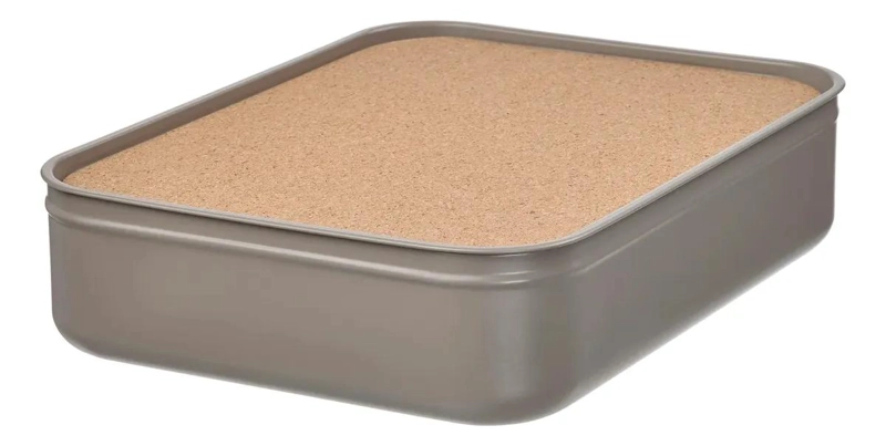 ORGANIZADOR DE ESCRITORIO METAL Y CORCHO 24X18X6 CM TAUPE - 1