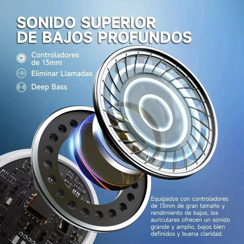 AUDIFONOS INALAMBRICOS BLUETOOTH CON CONTROL TACTIL Y LARGA DURACION - 4
