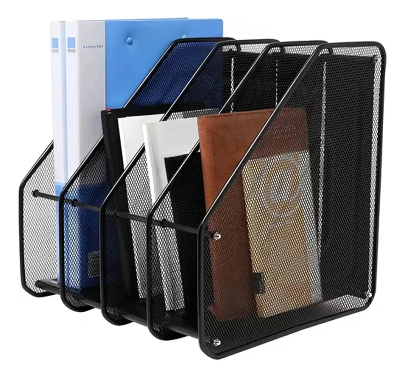 ORGANIZADOR DE ESCRITORIO VERTICAL DE METAL CON 4 DIVISIONES - 1