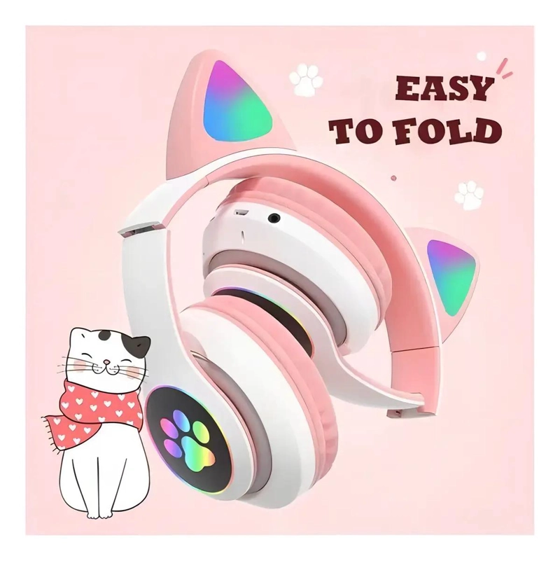 AUDIFONOS GAMER INALAMBRICOS ROSA CON LUZ LED - 3