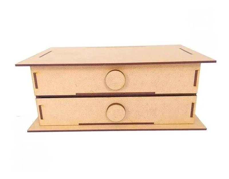 ORGANIZADOR DE ESCRITORIO CON 2 CAJONES DE MADERA NATURAL - 1