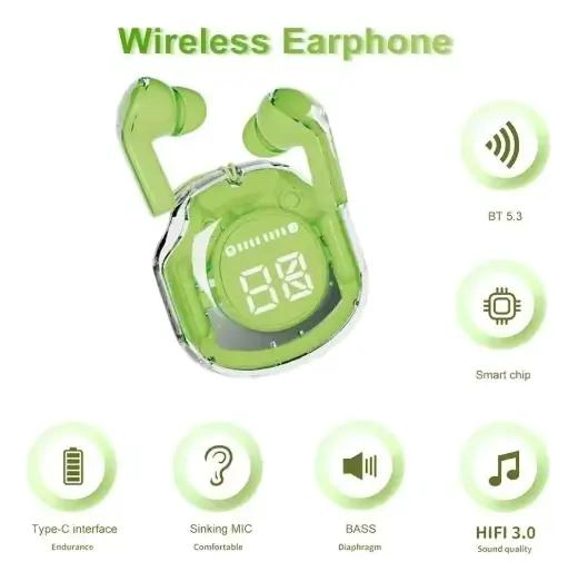 AURICULARES BLUETOOTH INALAMBRICOS TWS RESISTENTES AL AGUA VERDE - 2