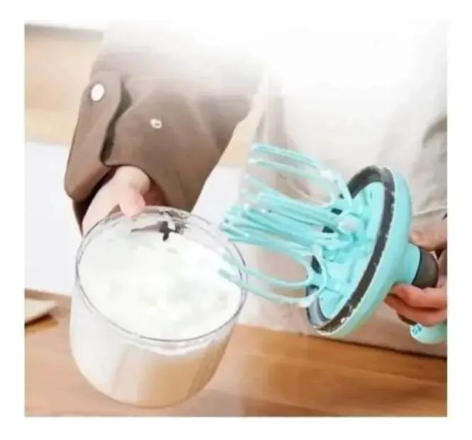 BATIDORA MANUAL DE MANIVELA PARA MEZCLAR HUEVOS COLOR AGUA - 4