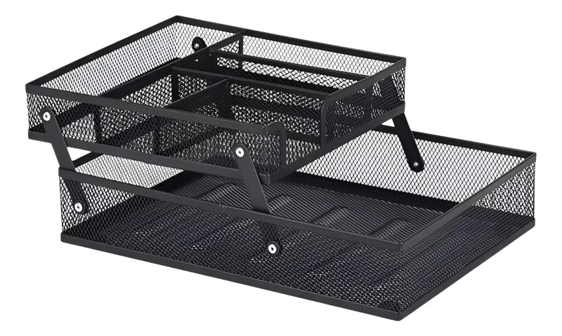 ORGANIZADOR DE METAL PLEGABLE PARA ESCRITORIO CON 2 NIVELES - 2