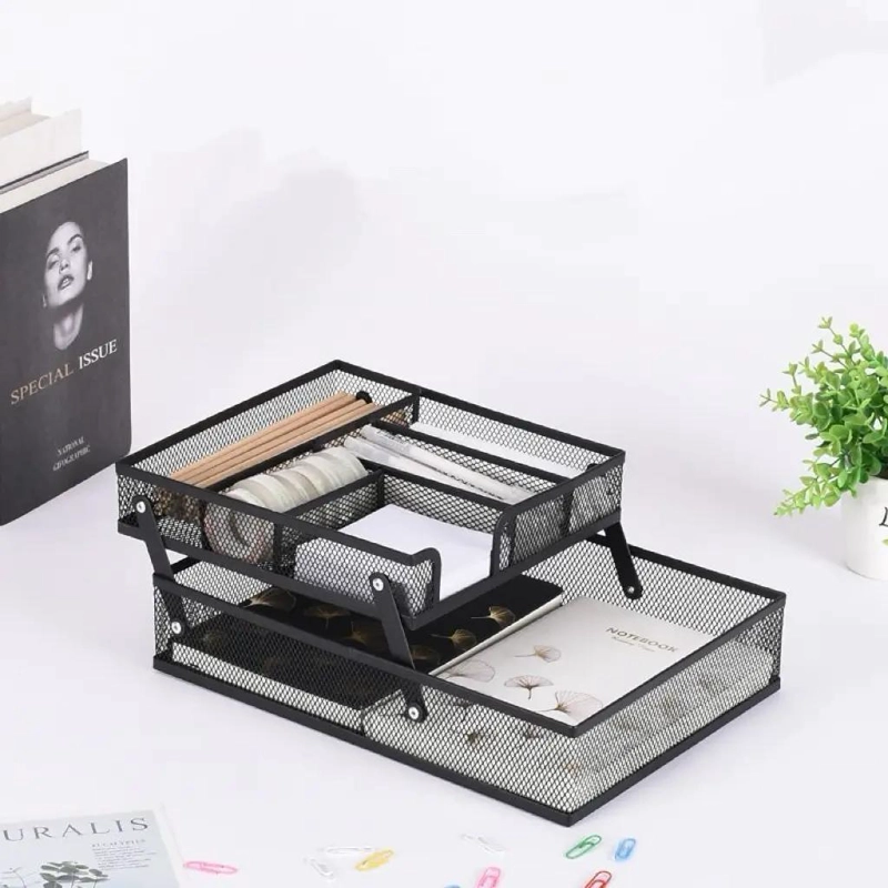 ORGANIZADOR DE ESCRITORIO PLEGABLE DE METAL CON 2 NIVELES - 3