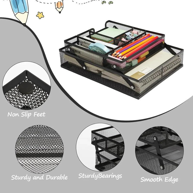 ORGANIZADOR DE ESCRITORIO PLEGABLE DE METAL CON 2 NIVELES - 4