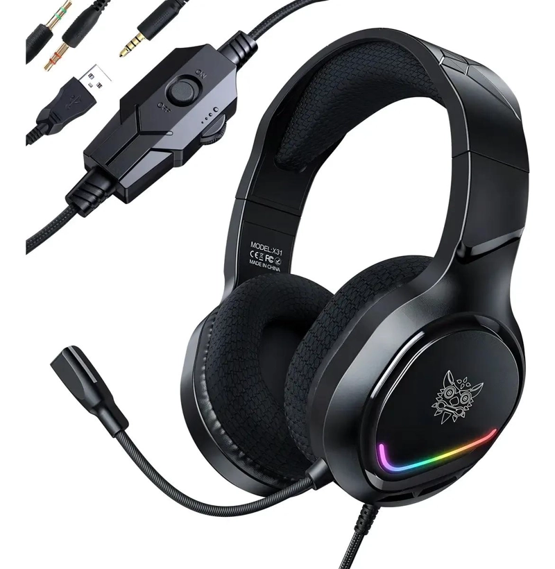 AUDIFONOS GAMER INALAMBRICOS CON MICROFONO Y LUZ RGB - 4