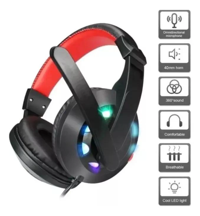 AURICULARES GAMER LED USB P2 CON MICROFONO PARA PC Y MAC - 2