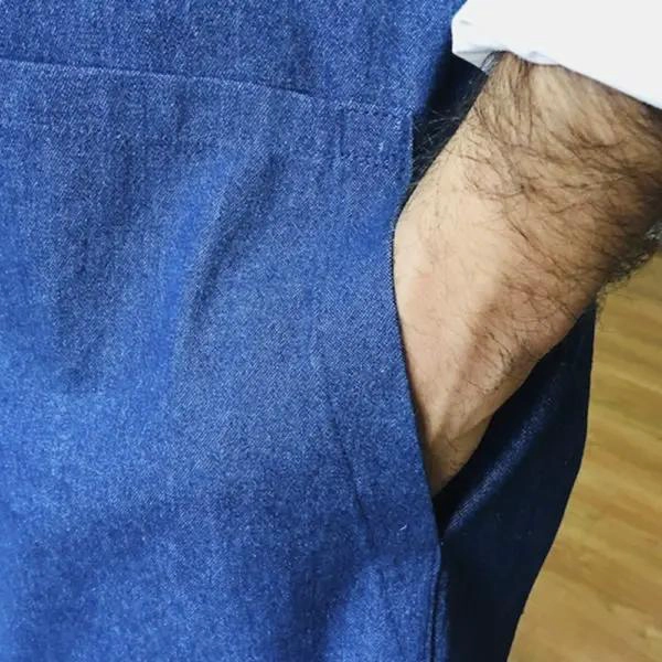 DELANTAL DE JEANS UNISEX CON CORREA AJUSTABLE DE CUERO SINTE TICO - 3