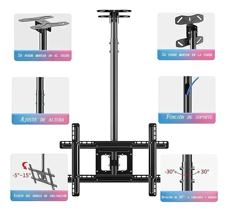 SOPORTE PARA TV DE TECHO Y PARED AJUSTABLE 32 A 75 PULGADAS - 2