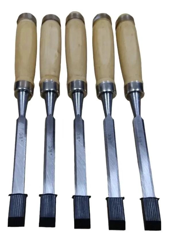 SET DE 5 FORMONES DE 3/8 CON MANGO DE MADERA RESISTENTE - 1