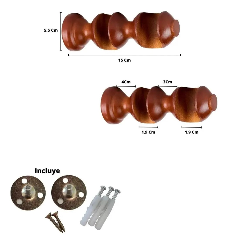 PACK DE 2 SOPORTES DOBLES DE MADERA COLOR CHOCOLATE - 3