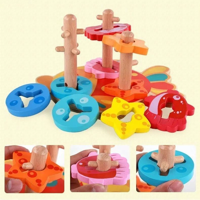 JUGUETE DIDACTICO DE MADERA TORRE DE APILAMIENTO PARA NIÑOS - 3