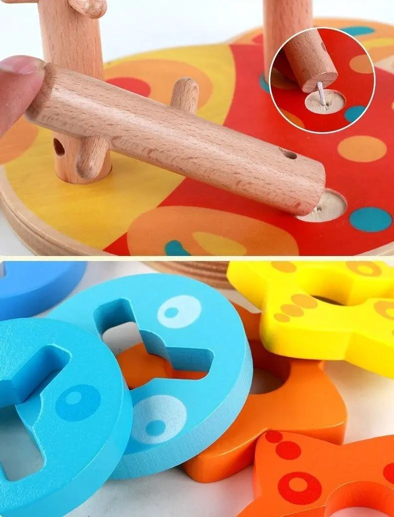 JUGUETE DIDACTICO DE MADERA TORRE DE APILAMIENTO PARA NIÑOS - 6