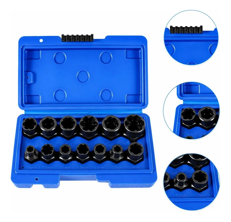 SET DE DADOS EXTRACTORES PARA PERNOS Y TUERCAS 13 PIEZAS - 1