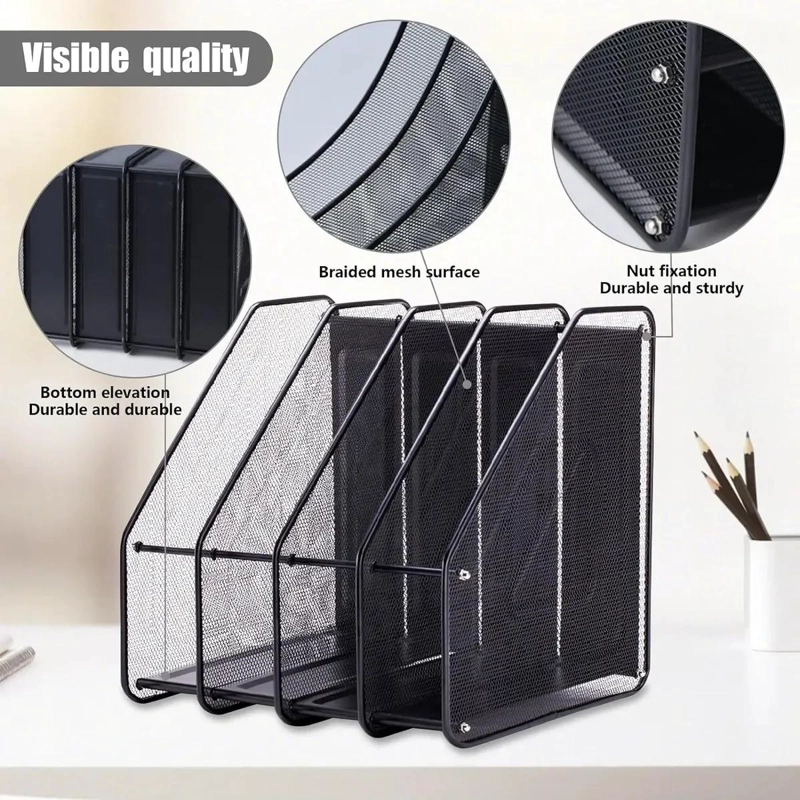 ORGANIZADOR VERTICAL DE ESCRITORIO CON 4 DIVISIONES PARA LIBROS - 5