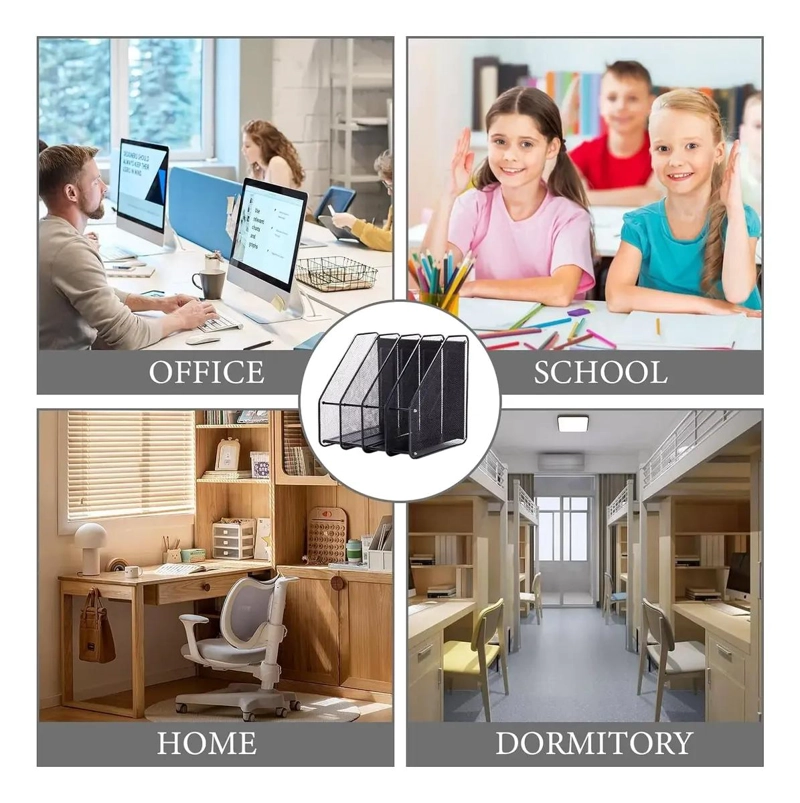 ORGANIZADOR VERTICAL DE ESCRITORIO CON 4 DIVISIONES PARA LIBROS - 7