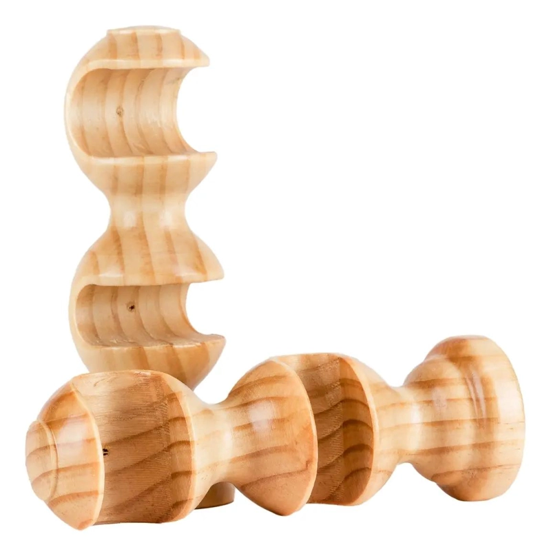PACK 2 SOPORTES DOBLE DE MADERA NATURAL PARA CORTINAS - 1