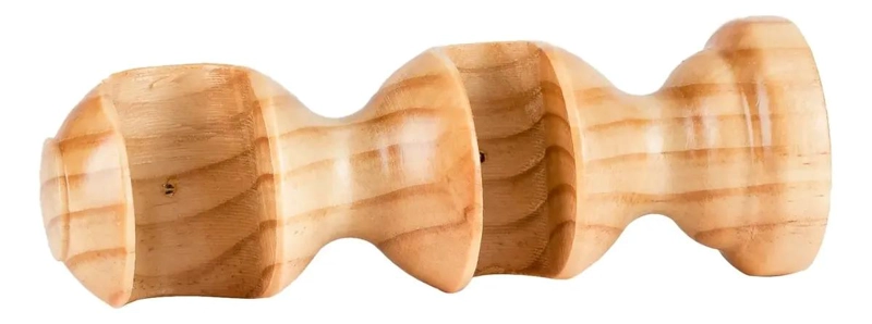 PACK 2 SOPORTES DOBLE DE MADERA NATURAL PARA CORTINAS - 2