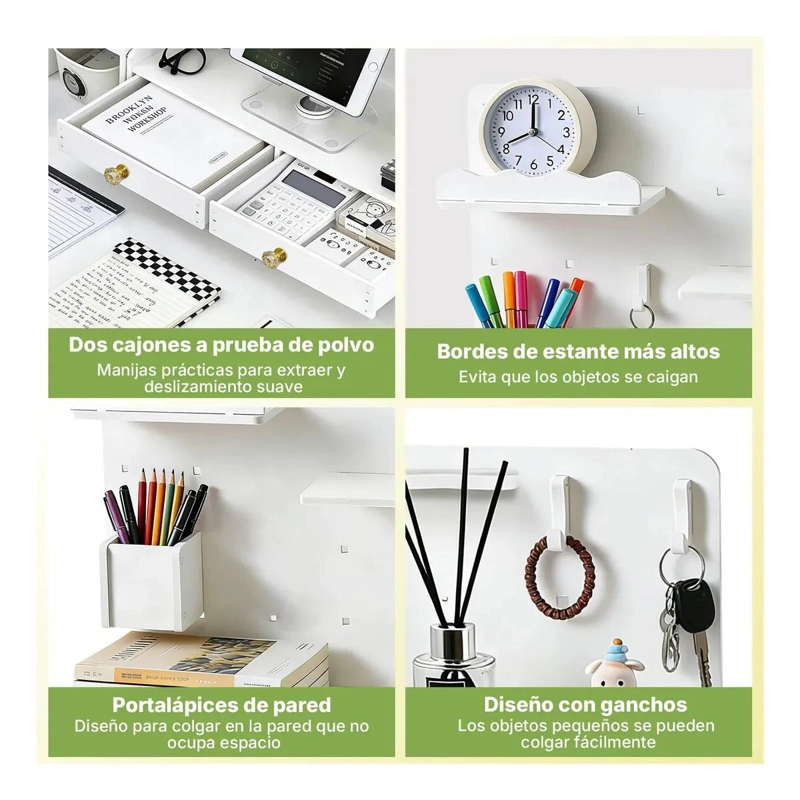ORGANIZADOR DE ESCRITORIO CON PANEL PERFORADO Y CAJONES - 5
