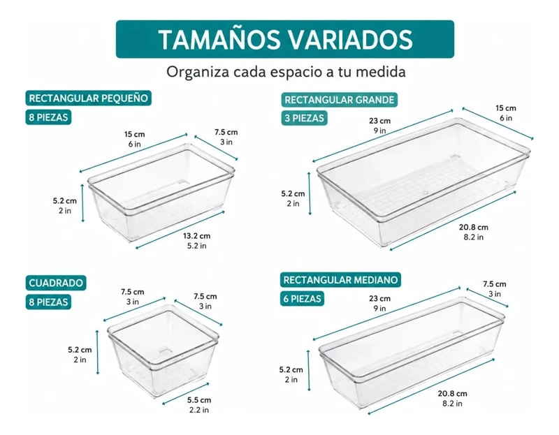 SET DE 25 ORGANIZADORES TRANSPARENTES PARA CAJONES DE COCINA Y BAÑO - 3